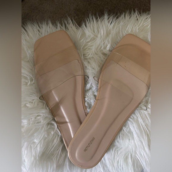 PLT 🩷 Nude Pu Clear Strap Mule Sandals - Picture 3 of 11